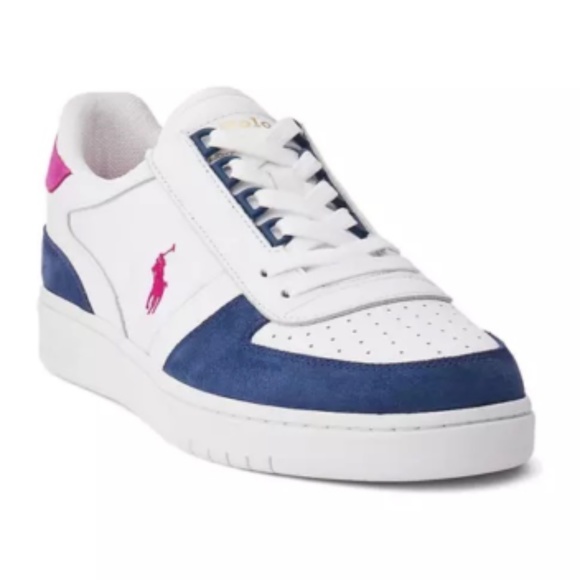 NEW Polo Ralph Lauren Court Low Top Lace Up Leather White Multi Shoes Sneaker - Picture 8 of 8